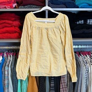 Lauren Conrad yellow/white striped long sleeve top size S